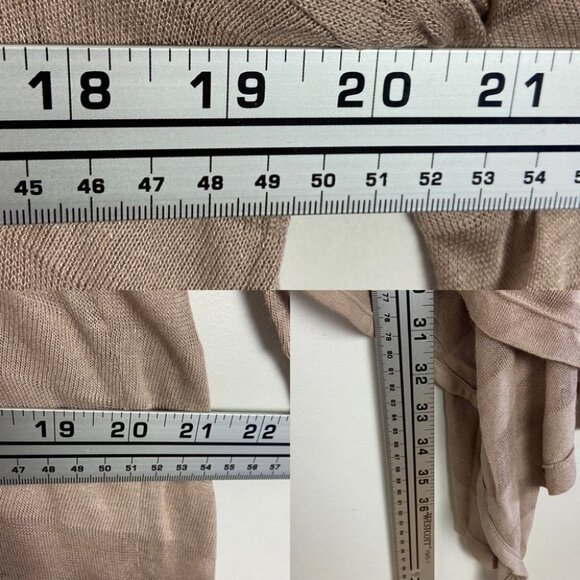 Club Monaco Striped Waterfall Cardigan Beige Tan Size Large Minimalist Basic L - Picture 8 of 8